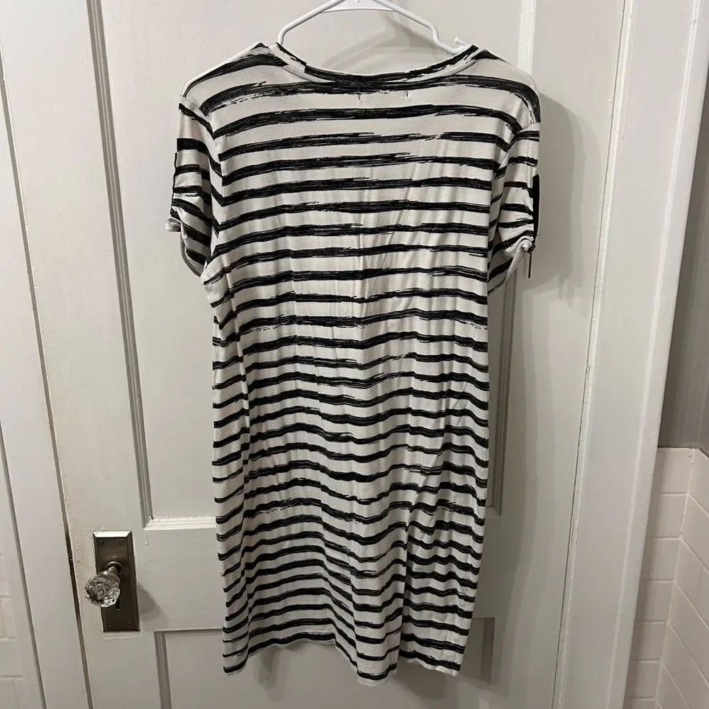 Michael Kors Black and Cream Striped Dress